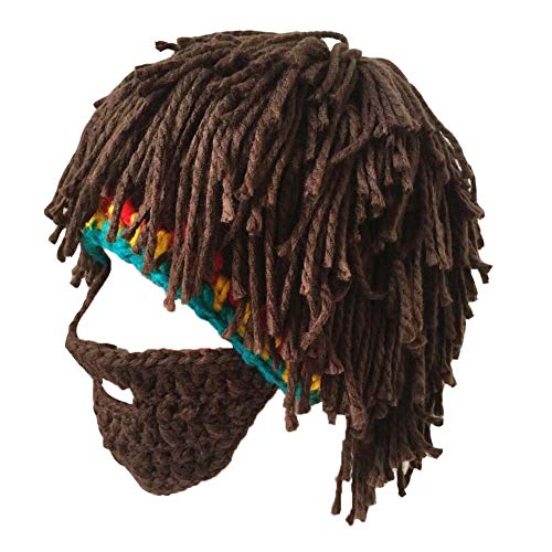 Winter Hats Knit Caps Ears Warm Earflap Handmade Fashion Unique Stylish Dreadlock Wig for Men Women Kids Brown