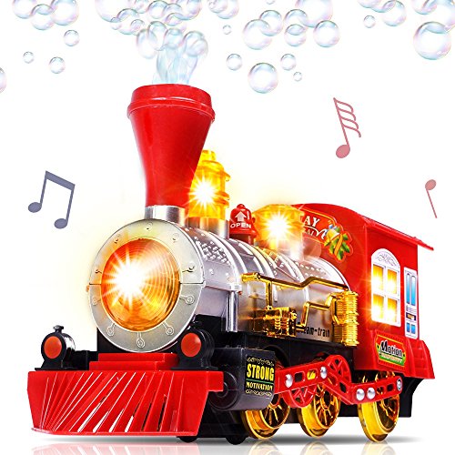 Christmas Bubble Blowing Toy Train with Lights & Sounds, Bump and Go Christmas Toddler Train Toys for Around The Tree, Kids Train Bubble Machine, for Boys & Girls Ages 1 2 3 4 5 6