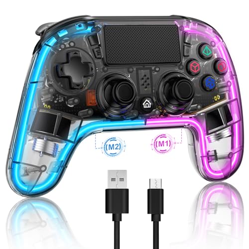 (Hall Trigger)Wireless PS4 Controller Compatible with PS4/Slim/Pro with Dual Vibration/6-Axis Motion Sensor/LED Lights/Programming Funtion,PS4Controller Remote Joystick Gamepad for PS4 Accessories