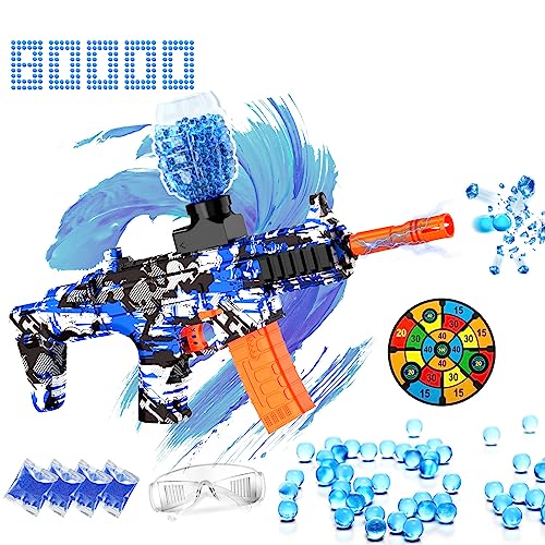 Electric Gel Ball Blaster Toys Splatter Ball Blaster with 80000+ Water Beads for Activities Team, Eco-Friendly Automatic Outdoor Games Toys, Boys and Girls Adult Gifts Ages 12+ (Blue and Black)