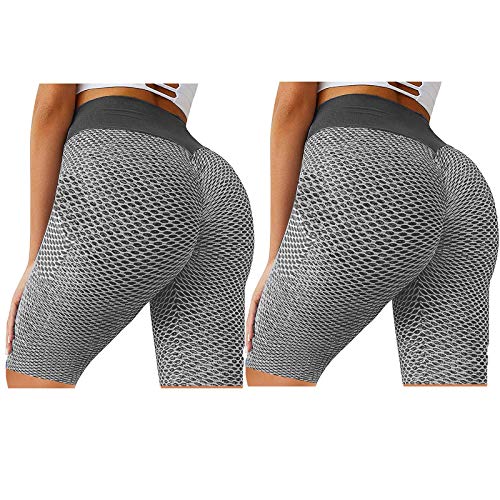 High Waist Shorts Butt Lifting Yoga Shorts for Women Lightweight Pocket Ruched Running Booty Shorts Scrunch Butt