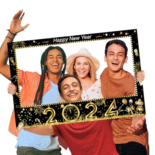 2024 New Year Photo Booth Frame Xmas/Winter/Holiday Party Supplies Decorations