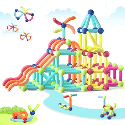 Boys Girls Toys Age 4-5,Little Boy Magnetic Blocks Sticks Tiles Construction Building, Learning Education Stem Preschool Toddler Kids Toys for 3+ Year Old, Montessori Toys for Toddlers Gifts