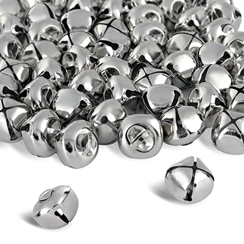 BigOtters Jingle Bells, Christmas Bells, 1 Inch Craft Bells Bulk DIY Bells for Home Decoration, 50 Pcs, Silver