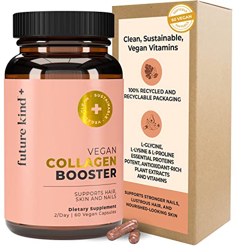 Future Kind Vegan Collagen (60 Vegan Capsules in Glass Bottle) Aids in Collagen Production - Collagen Pills for Women & Men with Biotin and Vitamin C - Collagen Pills for Women Hair Skin Nails