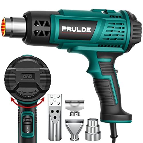 Heat Gun, PRULDE Variable Temperature Settings 122℉~1202℉ Fast Heat Hot Air Gun with 6.56Ft UL Cord for Vinyl Wrap, Crafts, Shrink Tubing/Wrapping, Wire Connectors, Paint Removal HG0240-US