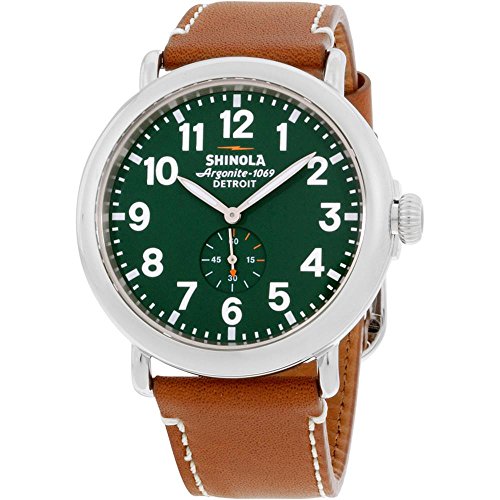 Shinola The Runwell Green Dial Maple Aniline Latigo Leather Mens Watch S0100038