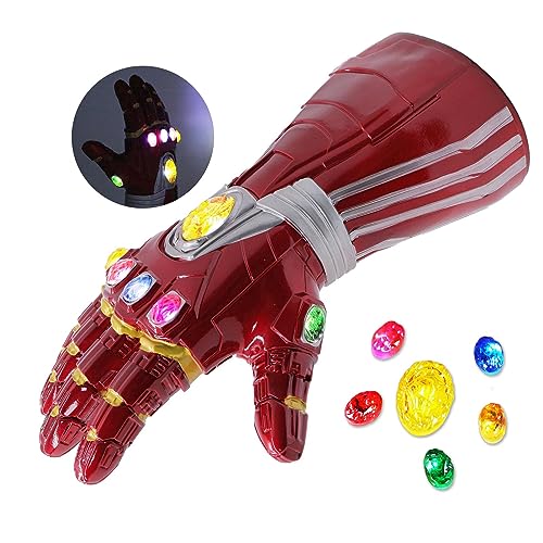 Polyacer Iron-Man Infinity Gauntlet Glove Electronic Infinity Gloves LED 3 Light Up Mode Infinity Stones With Removable Magnet for Halloween Christmas Gift (Small Size).