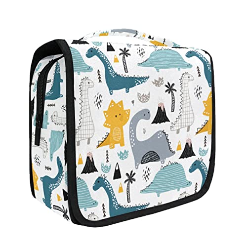 senya Hanging Travel Toiletry Bag Kit Makeup Case Cosmetics Organizer for Men Women (Kids Cartoon Dinosaurs)