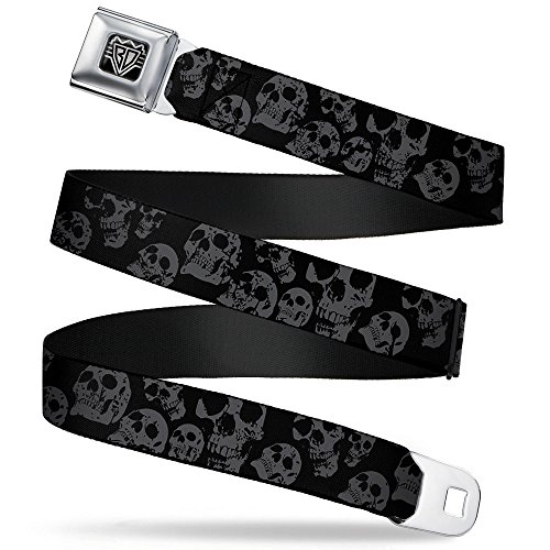 Buckle-Down Men's Seatbelt Belt Skulls Regular, Multicolor, 1.5' Wide-24-38 Inches in Length