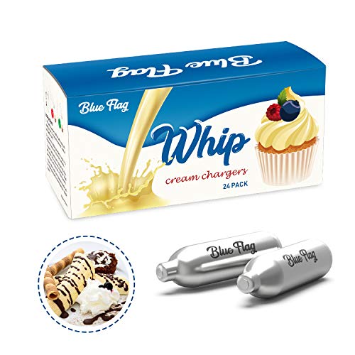 BLUE FLAG Whipped Cream Chargers N2O Nitrous Oxide 8-Gram Cartridge for Whipper Whipped Cream Dispenser(24 Pack)