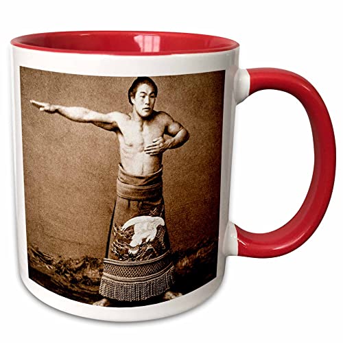 3dRose Vintage Champion Sumo Wrestler in Old Japan Sepia Toned - Mugs (mug_246470_10)