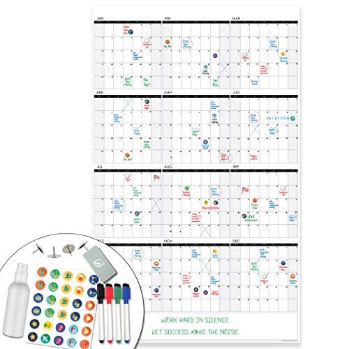 Large Dry Erase Wall Calendar - [24' x39'] - Undated 2024 Reusable Year Calendar - Office Whiteboard Yearly Poster - Jumbo 12 Month Calendar (Vertical)