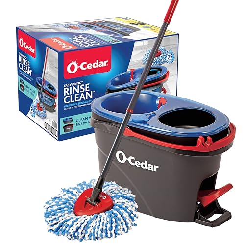 O-Cedar EasyWring RinseClean Microfiber Spin Mop & Bucket Floor Cleaning System, Grey