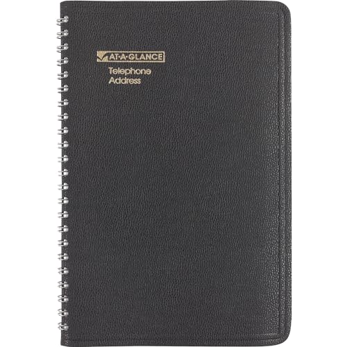 AT-A-GLANCE Large Telephone & Address Book, 800+ Entries, 4-7/8' x 8' Page Size, Black (8001105)