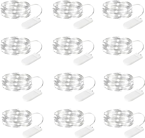 Fairy Lights Battery Operated String Lights - 12 Pack 7ft 20 LED Battery Powered LED Mini Fairy Lights for Mason Jars DIY Picture Walls Shelves Arts Crafts Trees Branches Bedroom Wedding Party Decor