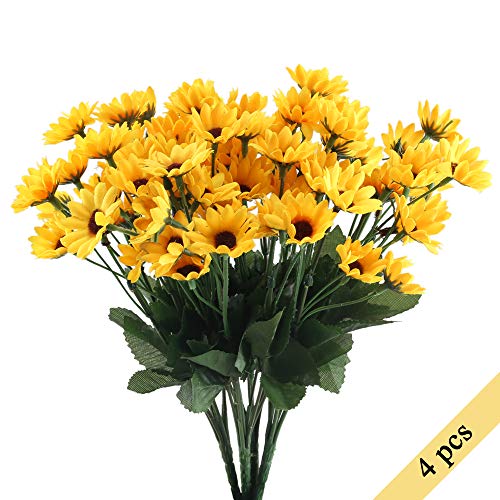 NAHUAA Artificial Flowers for Outdoors Bundles Fake Flowers Bouquets Faux Floral Table Centerpieces Arrangements Decor Wedding Home Kitchen Office Windowsill Spring Decorations(4PCS)
