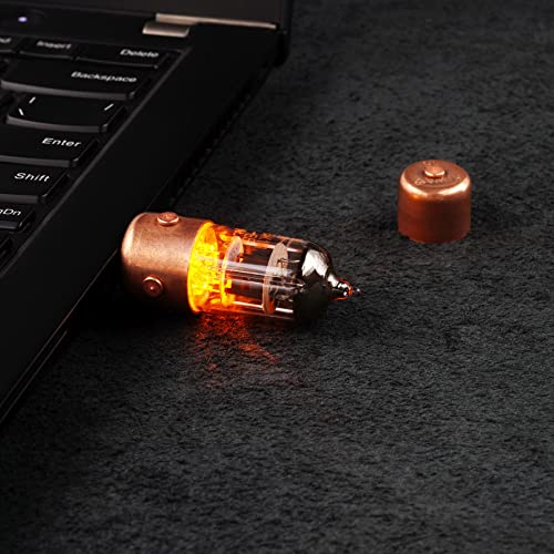 Handmade 16Gb USB 3.1 Flash Drive Unique Design Orange Pentode Radio Tube Steampunk Accessory Accessory/Industrial Style Stick Key Storage Memory Authentic Copper Retro Vintage Gadget Present