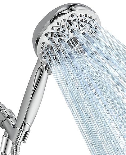 6-Setting Shower Head with Handheld, JDO High Pressure Hand held Shower Head, 4.7 Inch Chrome Detachable Showerhead Set with 59 Inch Stainless Steel Hose and Adjustable Showerhead Holder