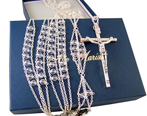 Clear Acrylic Prayer Bead Wedding Ladder Lasso Rosary for Married Couple, 42 Inch