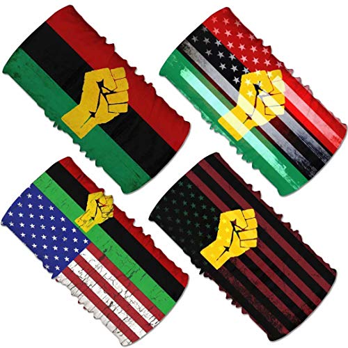 HSELOGI 4Pcs USA Pan-Africa Flag Headwear Neck Gaiter Tube Scarf Headbands Bandana Balaclava For Outdoor
