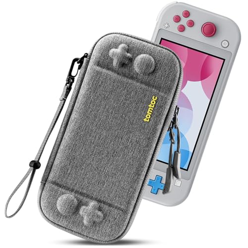 tomtoc Switch Lite Case, Slim Protective Carrying Case with Original Patent, Travel Storage Switch Lite Sleeve with 8 Game Cartridges and Military Level Protection for Nintendo Switch Lite, Gray