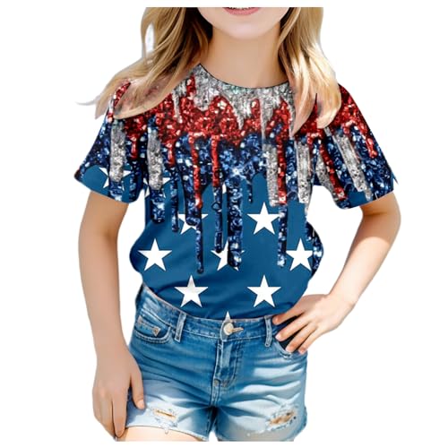 Junsyuffk Animal Print Shirt for Boys Kids Boys Girls 4th of July Shirts Short Sleeve American Flag Print T-Shirts Patriotic Memorial Day Shirt Tee Tops Irish Shirt, Hot Pink-3
