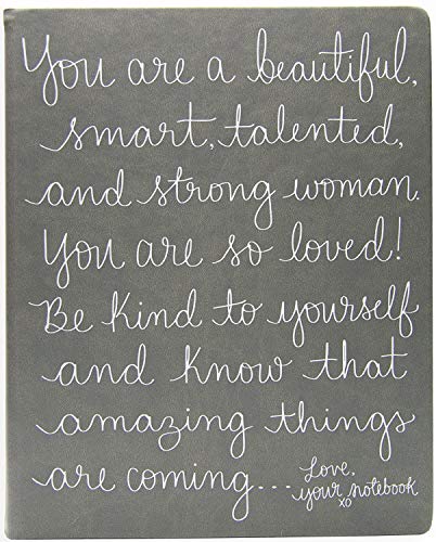 Eccolo Dayna Lee Collection Grey “Love, Your Notebook” 8x10' Inspiring Hardcover Journal/Notebook, 256 Acid-Free Lined Pages