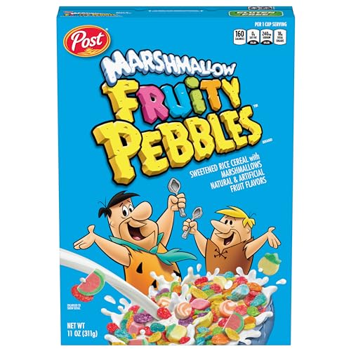 Post Fruity PEBBLES with Marshmallows Cereal, Gluten Free, Sweetened Rice Breakfast Cereal, Small Box, 11 Ounce