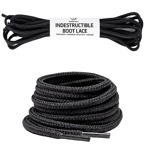 Heavy Duty Boot Laces - 72 Inch Length - 100% Kevlar Aramid Fibers - Durable, Fireproof, and Indestructible - Ideal for Work, Hiking, Men's and Women's Boots - Black