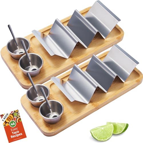 HolaTasty Taco Holder Kit - 2 Pack (Value Pack), 3-in-1 Taco Set of 2-6 slots for Tacos, Fancy Taco Presentation Rack Plate for Taco Tuesday Bar Party, for Taco Lover Vegetarian Gluten-free Blogger