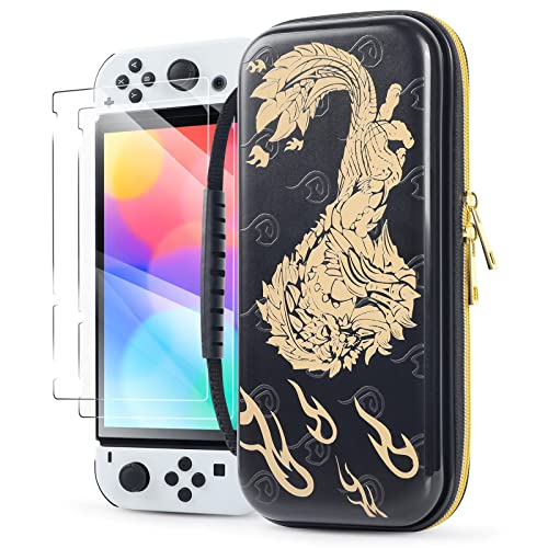 Davlon Carrying Case for Switch/Switch OLED, Portable Switch Travel Case with Handle and 10 Game Card Slots, Hard Shell Protective Case Compatible with Switch Console and Accessories