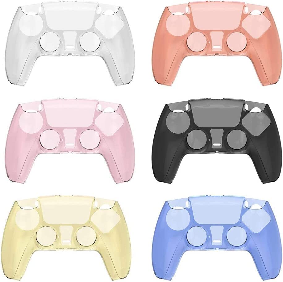 Limentea Handle Crystal Protective Shell Case Cover for PS5 Controller Hard Case Replacement (Clear Pink)