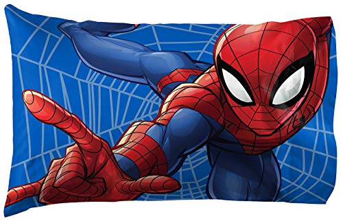 Jay Franco Marvel Spiderman Web Sides 1 Single Reversible Pillowcase - Double-Sided Kids Super Soft Bedding (Official Marvel Product)