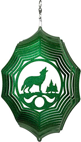 SWEN Products Wolf Web Swirly Metal Wind Spinner
