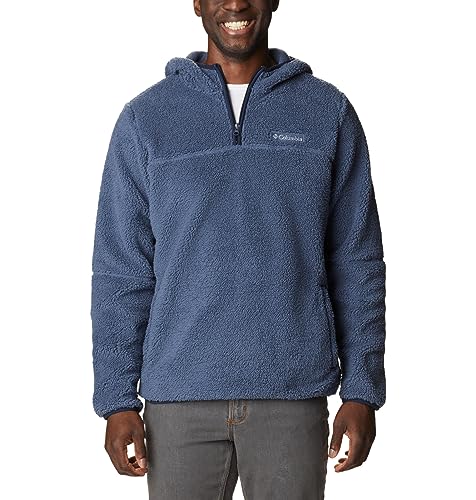 Columbia Men's Rugged Ridge III Sherpa Pullover Hoodie, Dark Mountain, Medium