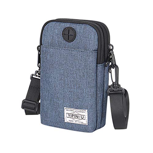 3-Layers Waterproof Cell Phone Pouch Crossbody Purse Oxford Fabric Belt Bag Wallet for Men Women