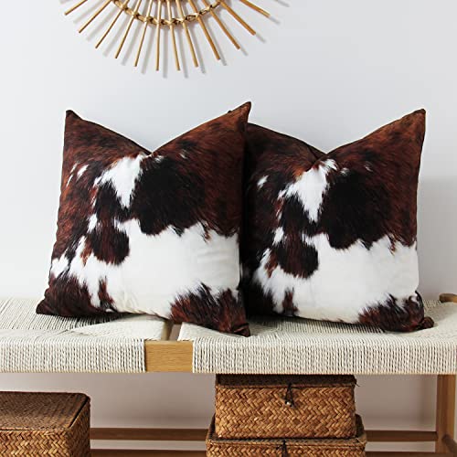JOJUSIS Pack of 2 Cowhide Printing Pillowcases Decorative Throw Pillow Covers Couch Cushion Case Soft for Sofa Western