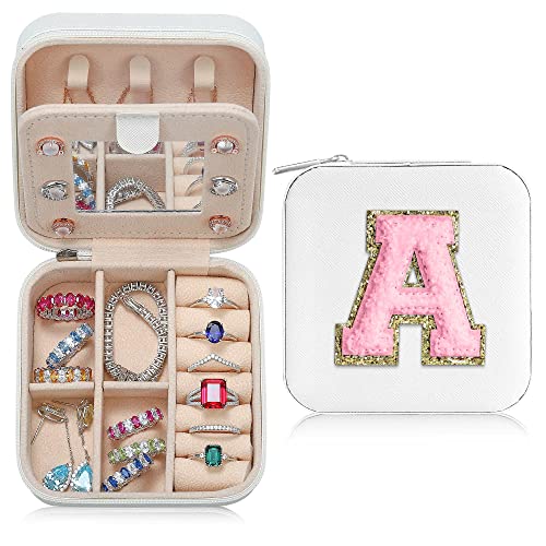 Parima Travel Jewelry Case for Women Fashion, A Initial Small Travel Jewelry Case | Personalized White Jewelry Case for Teen Girl | Gifts Trendy Stuff