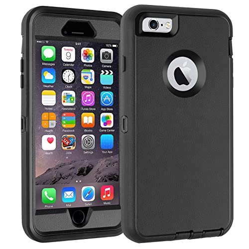 for iPhone 6 Plus/6S Plus Case Built in Screen Protector Heavy Duty 3 Layer Full Body Shockproof Dust-Proof Drop-Proof Durable Phone Cover for iPhone 6 Plus/6S Plus 5.5' Black