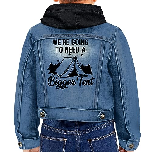 We're Going to Need a Bigger Tent Toddler Hooded Denim Jacket - Present Ideas for Boy - Kids Gift Ideas - Denim with Black, 2-3T