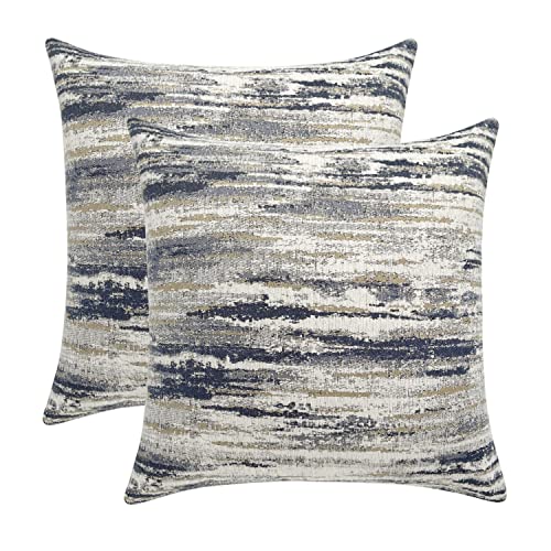 ROMANDECO Jacquard Abstract Striped Decorative Throw Pillow Covers for Couch/Sofa/Bedroom, 2 Pack, 18x18 inch (45cm)