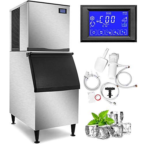 VEVOR Commercial Ice Maker Machine, ETL Approved 400LBS/24H LCD Panel Commercial Ice Machine with 350LBS Storage for Home Bar Restaurant, SECOP Compressor, Air Cooled, Include Scoops & Water Filter