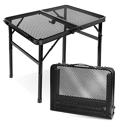 E EASTSTORM Small Folding Table, Easy for Storage, Compact and Portable Picnic Table for Grill, Outdoor Camping, Garden, Patio, Dining, BBQ, Party, Market, 2Ft (Small, Black)