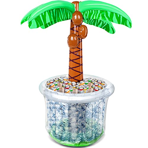 JOYIN 60' Inflatable Palm Tree Cooler, Beach Theme Party Decor, Pool Party Decorations, Luau Hawaiian Birthday Party Supplies Ocean Jungle Tropical Themed Party Decoration Summer Outdoor Drink Cooler