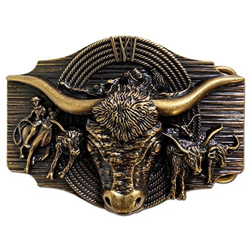 VBFGRT Classic Western Longhorn Western Cowboy Fashion Belt Buckle Motorcycle Rider Street Punk Style Men's Western Belt Buckle