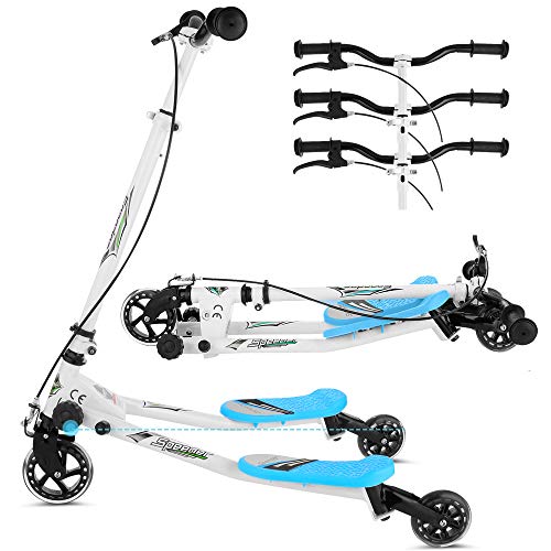 Scooter 3 Wheels Foldable Swing Wiggle Speeder for Kids Ages 3-8 with Adjustable Handlebar Height Self-Propelling Drifting Scooter for Boys and Girls