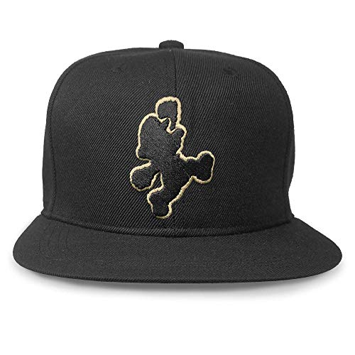 Controller Gear Super Mario Flat Bill Snap Back Hat (Black & Gold Mario Silhouette)