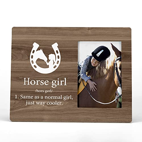 FONDCANYON Horse Girl Definition Picture Photo Frame,Girl With Horse Silhouette Picture Frames,Horse Lover Gifts, Horse Rider Gifts for Girls(4x6 Inch Photo)