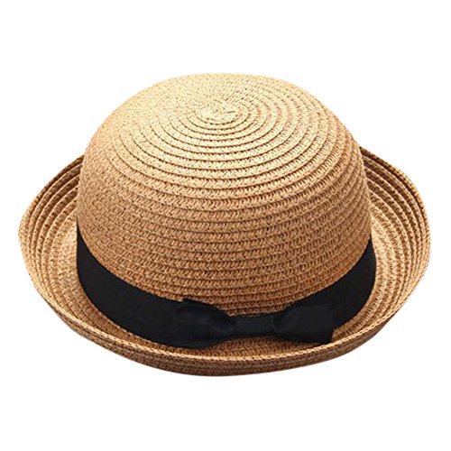 Bokeley Fashion Women Straw Hats Baby Hat, Hats for Girls Boys Cap Kids Sun Cap Summer Kids Beach Panama Caps (Coffee-Kids)